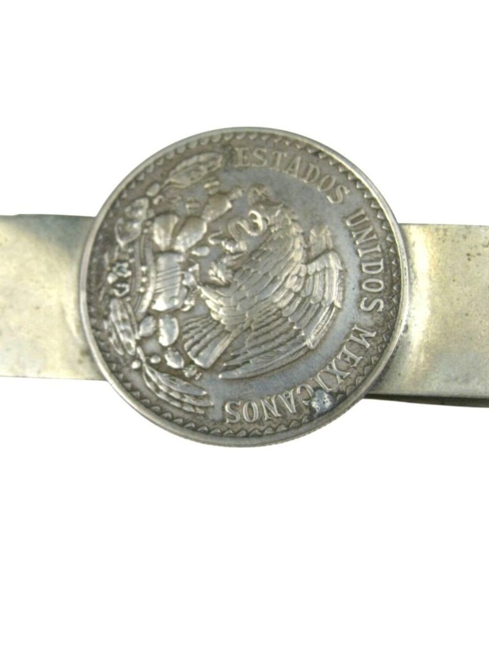 Vintage Mexican Peso Coin Silver Tone Money Clip Made in Mexico